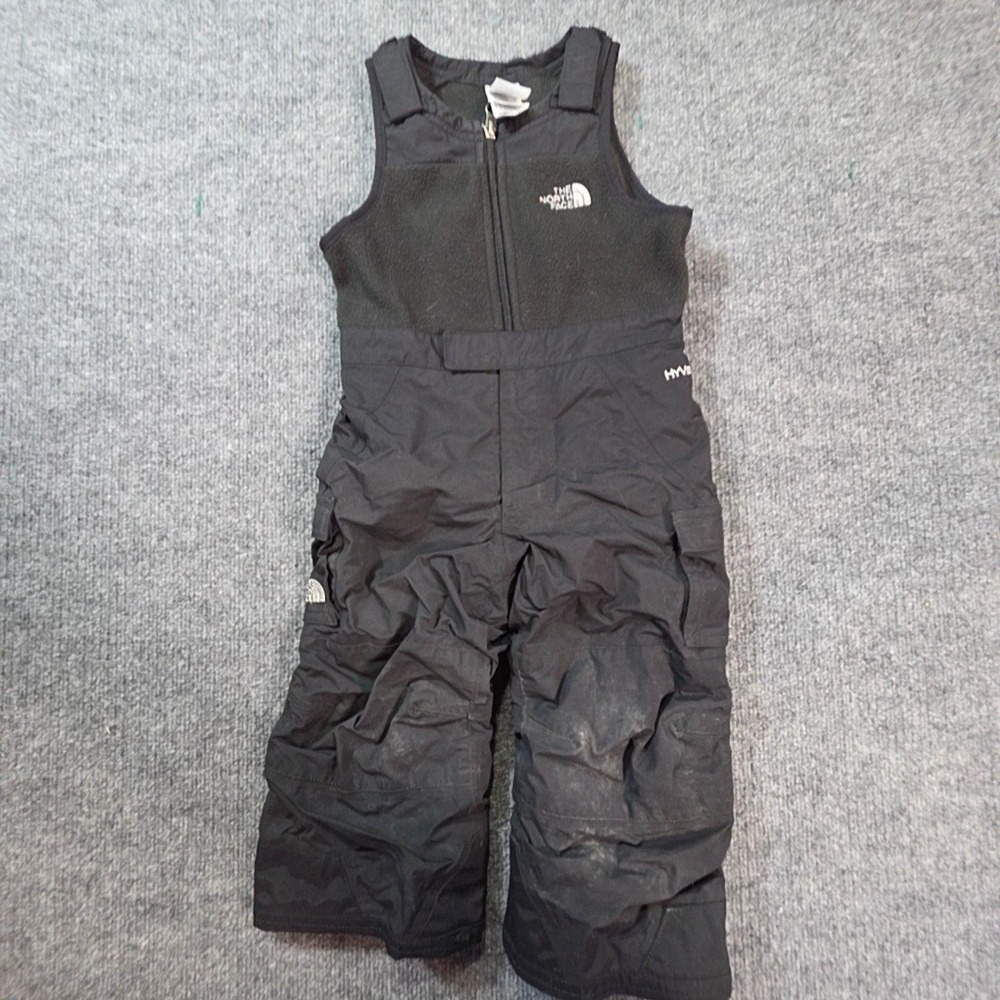 The North Face Ski Pants Boys 2T Black Insulated Bib Fleece Lined Winter Snow